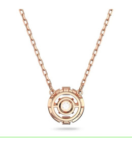 Collier Swarovski Sparkling Dance Coupe ronde, Blanc, Placage de ton or rosé 5272364