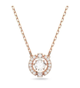 Collier Swarovski Sparkling Dance Coupe ronde, Blanc, Placage de ton or rosé 5272364