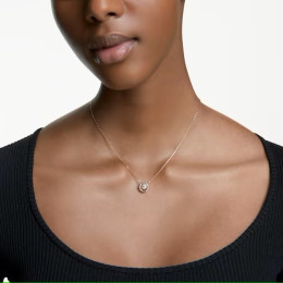 Collier Swarovski Sparkling Dance Coupe ronde, Blanc, Placage de ton or rosé 5272364