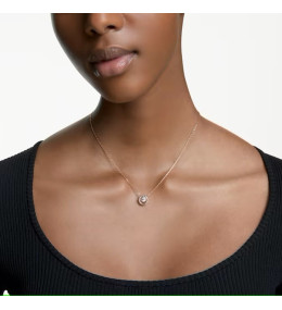 Collier Swarovski Sparkling Dance Coupe ronde, Blanc, Placage de ton or rosé 5272364