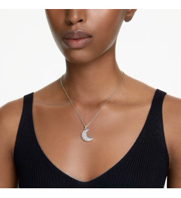 Le Collier Pendentif Swarovski, Luna Lune, Blanc, Métal rhodié, 5666181