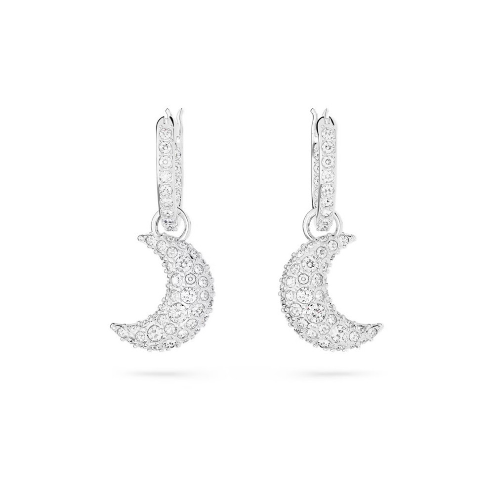 Les Boucles d'oreilles pendantes Swarovski, Luna Lune, Blanches, Métal rhodié, 5666157