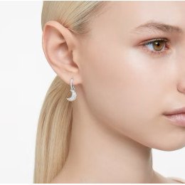 Les Boucles d'oreilles pendantes Swarovski, Luna Lune, Blanches, Métal rhodié, 5666157