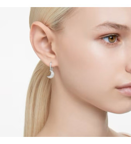 Les Boucles d'oreilles pendantes Swarovski, Luna Lune, Blanches, Métal rhodié, 5666157