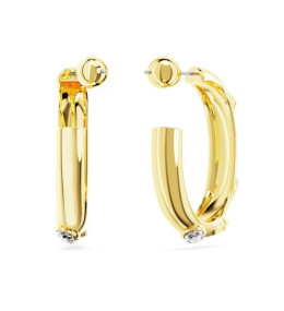Les Boucles d'oreilles créoles Swarovski, Dextera Tailles variées, Blanches, Placage de ton or, 5663261