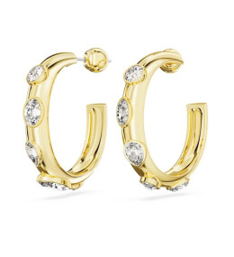 Les Boucles d'oreilles créoles Swarovski, Dextera Tailles variées, Blanches, Placage de ton or, 5663261