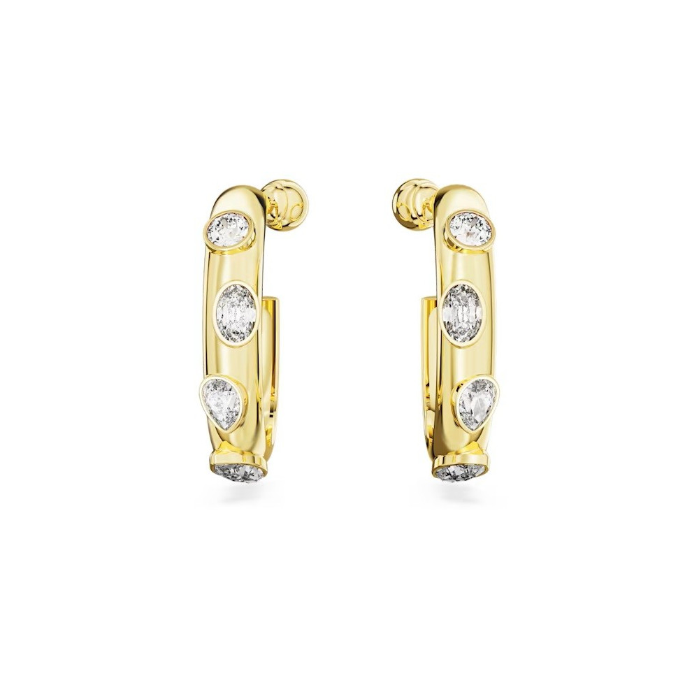 Les Boucles d'oreilles créoles Swarovski, Dextera Tailles variées, Blanches, Placage de ton or, 5663261