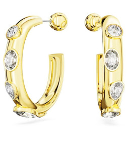 Les Boucles d'oreilles créoles Swarovski, Dextera Tailles variées, Blanches, Placage de ton or, 5663261