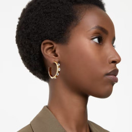 Les Boucles d'oreilles créoles Swarovski, Dextera Tailles variées, Blanches, Placage de ton or, 5663261