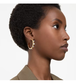 Les Boucles d'oreilles créoles Swarovski, Dextera Tailles variées, Blanches, Placage de ton or, 5663261
