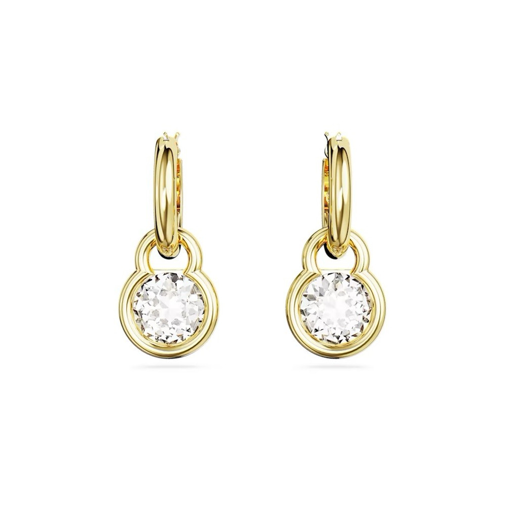 Les Boucles d'oreilles pendantes Swarovski, Dextera Coupe ronde, Blanches, Placage de ton or, 5666023