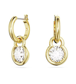 Les Boucles d'oreilles pendantes Swarovski, Dextera Coupe ronde, Blanches, Placage de ton or, 5666023