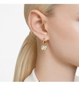 Les Boucles d'oreilles pendantes Swarovski, Dextera Coupe ronde, Blanches, Placage de ton or, 5666023