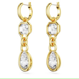 Les Boucles d'oreilles pendantes Swarovski, Dextera Tailles variées, Blanches, Placage de ton or, 5663265