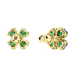 Les Boucles d'oreilles Swarovski, Idyllia Trèfle à quatre feuilles, Vertes, Placage de ton or, 5666236