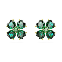 Les Boucles d'oreilles Swarovski, Idyllia Trèfle à quatre feuilles, Vertes, Placage de ton or, 5666236