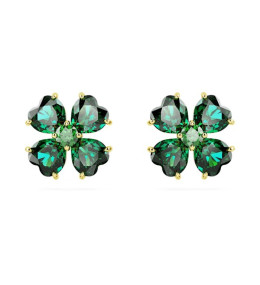 Les Boucles d'oreilles Swarovski, Idyllia Trèfle à quatre feuilles, Vertes, Placage de ton or, 5666236