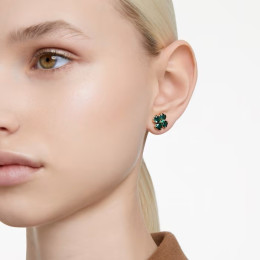 Les Boucles d'oreilles Swarovski, Idyllia Trèfle à quatre feuilles, Vertes, Placage de ton or, 5666236