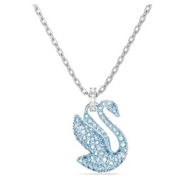 Le Collier pendentif Swarovski, Iconic Swan Cygne, Bleu, Métal rhodié, 5660594