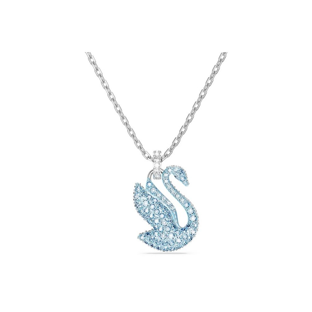 Le Collier pendentif Swarovski, Iconic Swan Cygne, Bleu, Métal rhodié, 5660594