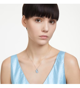 Le Collier pendentif Swarovski, Iconic Swan Cygne, Bleu, Métal rhodié, 5660594