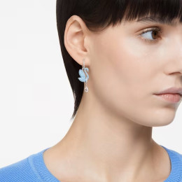 Boucles d'oreilles pendantes Swarovski, Iconic Swan Cygne, Bleues, Métal rhodié, 5512577