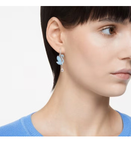 Boucles d'oreilles pendantes Swarovski, Iconic Swan Cygne, Bleues, Métal rhodié, 5512577