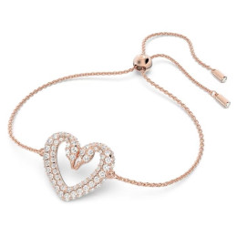 Bracelet Swarovski, Una Cœur, Medium, Blanc, Placage de ton or rosé, 5628658