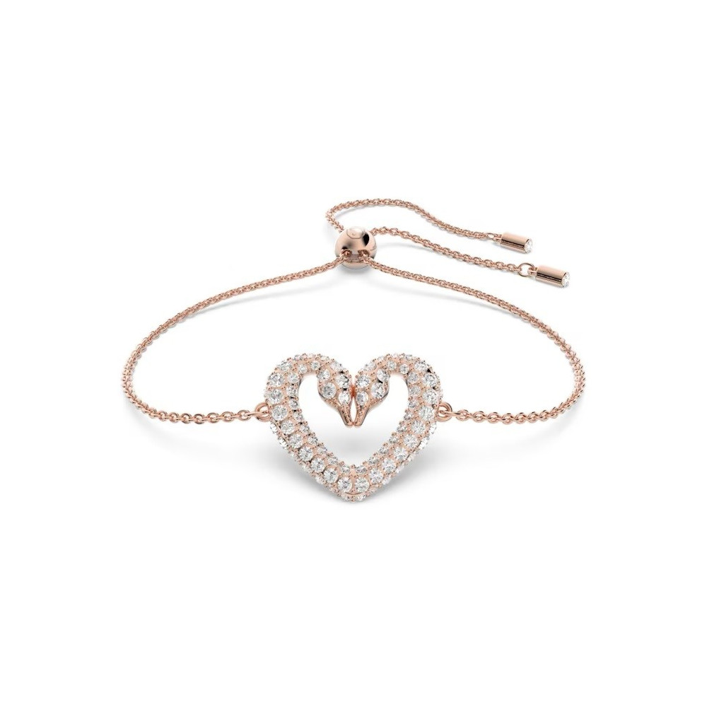 Bracelet Swarovski, Una Cœur, Medium, Blanc, Placage de ton or rosé, 5628658