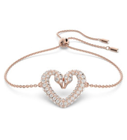 Bracelet Swarovski, Una Cœur, Medium, Blanc, Placage de ton or rosé, 5628658