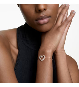 Bracelet Swarovski, Una Cœur, Medium, Blanc, Placage de ton or rosé, 5628658