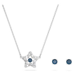 La Parure collier et boucles d'oreilles, Swarovski, Stella, Étoile, Bleu, Métal rhodié, 5646762