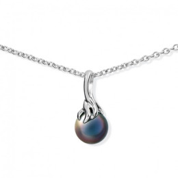 Les Colliers IZA B - Collier corail argent 925/1000, et perle de Tahiti IZA B, LE-003-PEN