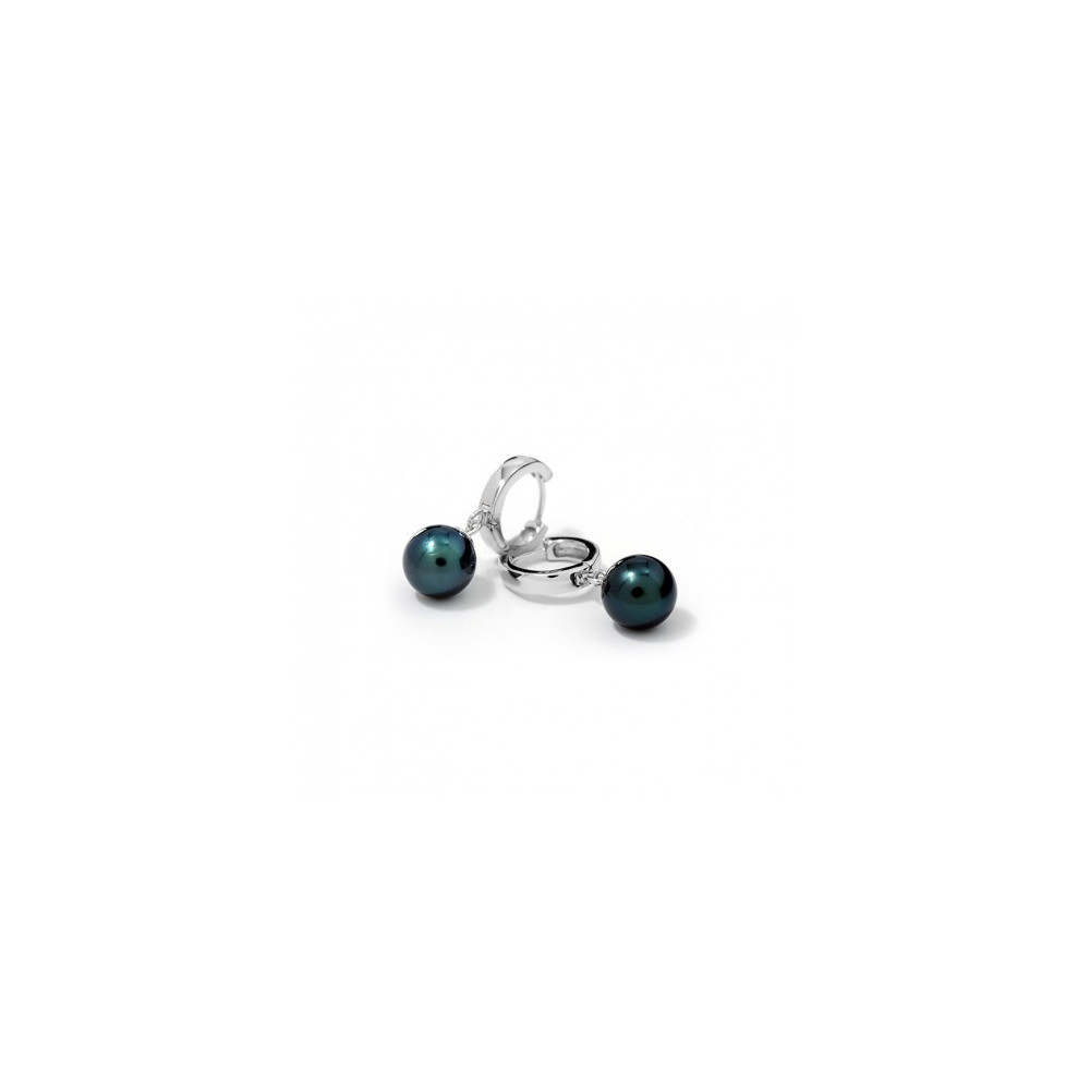 Boucles d'oreilles créoles Epure argent 925/1000, perles de Tahiti IZA B EP-020-BO