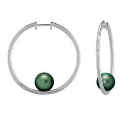 Boucles d'oreilles créoles Epure argent 925/1000, perles de Tahiti et diamants IZA B FEZ18E016HP