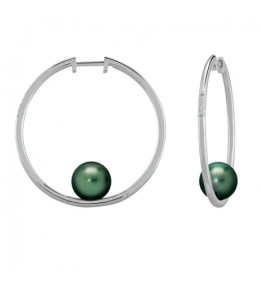 Boucles d'oreilles créoles Epure argent 925/1000, perles de Tahiti et diamants IZA B FEZ18E016HP