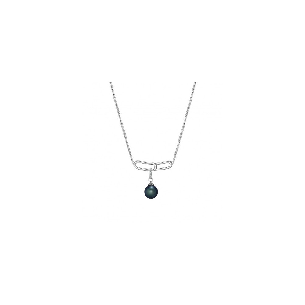 Le Collier Archipel argent 925/1000, perle de Tahiti et diamants et diamants IZA B FEZ19N012HP