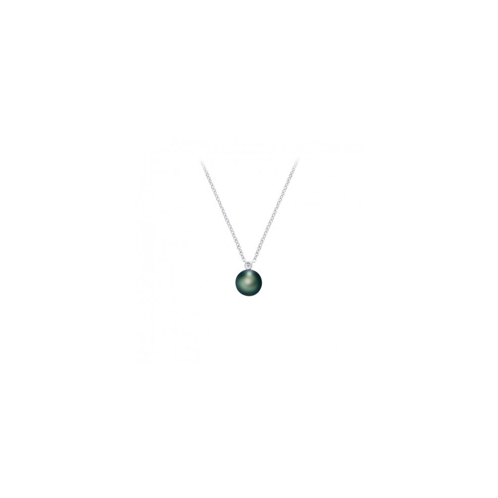 Collier Epure argent 925/1000, perle de Tahiti et diamant IZA B FEZ21N001HP