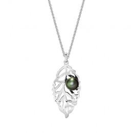 Le Collier Flore argent 925/1000, et perle de Tahiti et diamants IZA B, FEZ19N014HP