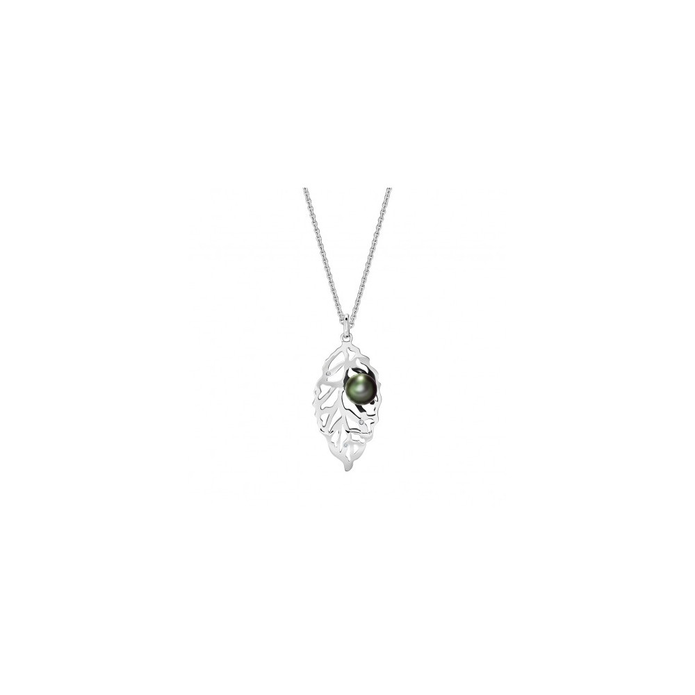 Le Collier Flore argent 925/1000, et perle de Tahiti et diamants IZA B, FEZ19N014HP