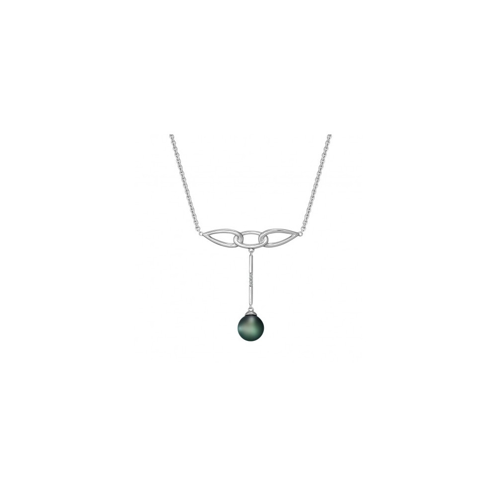 Le Collier Flore argent 925/1000, et perle de Tahiti et diamants IZA B, FEZ20N002HP