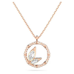 Le Collier Swarovski, Dellium Forme ronde, Bambou, Blanc, Placage de ton or rosé, 5645371
