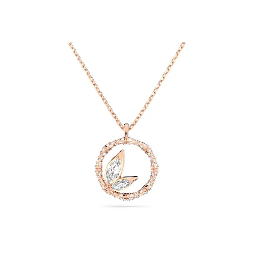 Le Collier Swarovski, Dellium Forme ronde, Bambou, Blanc, Placage de ton or rosé, 5645371