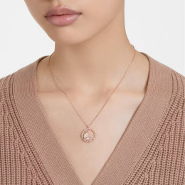 Le Collier Swarovski, Dellium Forme ronde, Bambou, Blanc, Placage de ton or rosé, 5645371