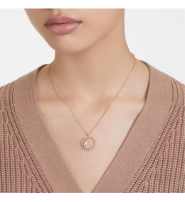 Le Collier Swarovski, Dellium Forme ronde, Bambou, Blanc, Placage de ton or rosé, 5645371