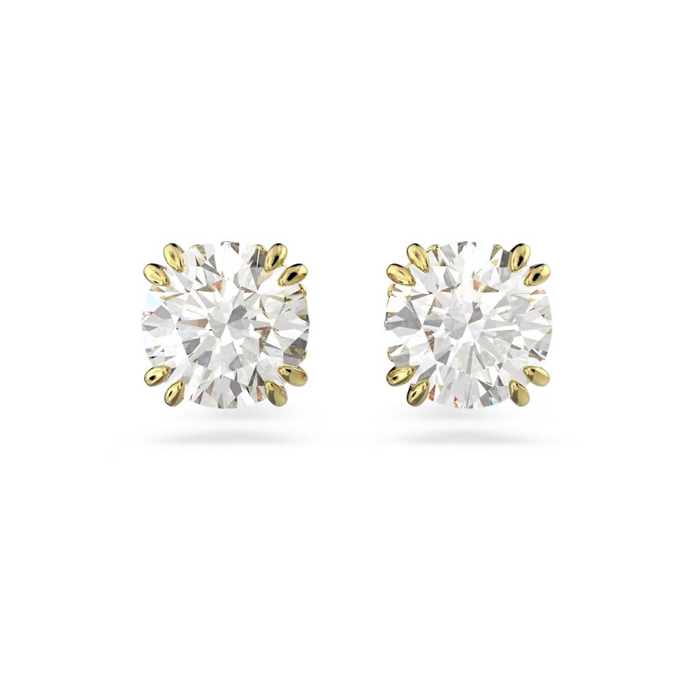 Les Boucles d'oreilles , Swarovski, Constella Coupe ronde, Blanches, Placage de ton or, 5642595