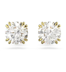 Les Boucles d'oreilles , Swarovski, Constella Coupe ronde, Blanches, Placage de ton or, 5642595