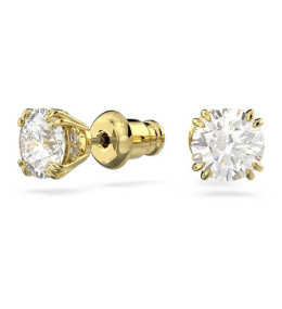 Les Boucles d'oreilles , Swarovski, Constella Coupe ronde, Blanches, Placage de ton or, 5642595