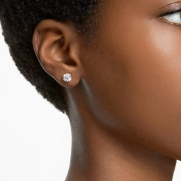 Les Boucles d'oreilles , Swarovski, Constella Coupe ronde, Blanches, Placage de ton or, 5642595