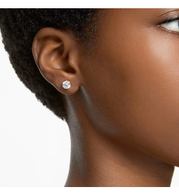 Les Boucles d'oreilles , Swarovski, Constella Coupe ronde, Blanches, Placage de ton or, 5642595